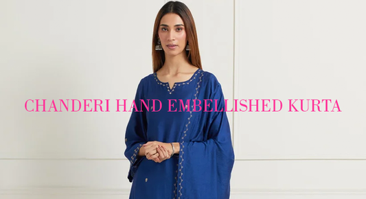 Blue Chanderi Hand Embellished Kurta Set – A Festive Bestseller for Women