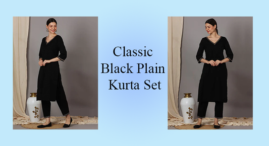 Elevate Your Wardrobe with the Classic Black Plain Kurta Set