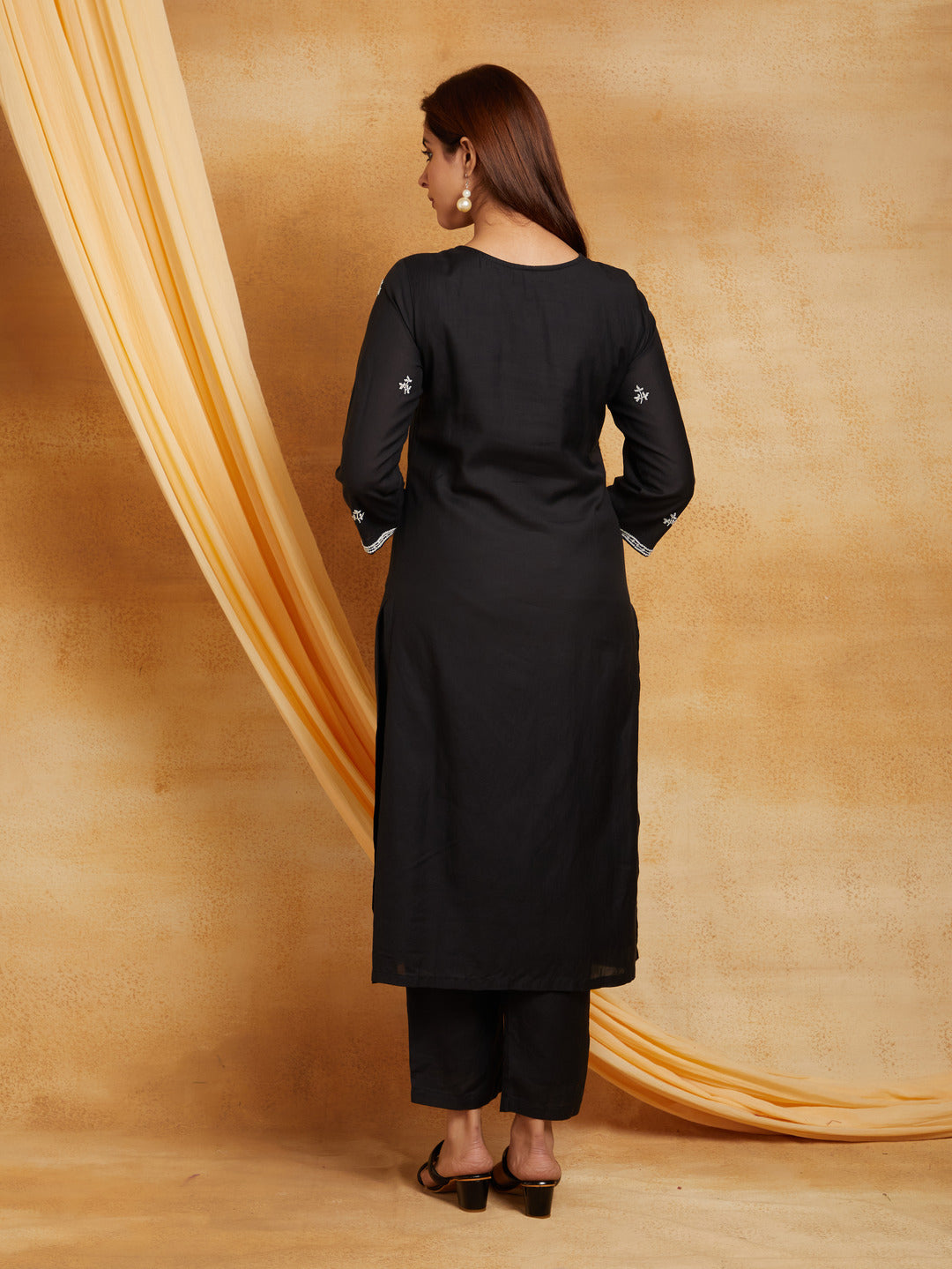 Black Embroidered Kurta Set