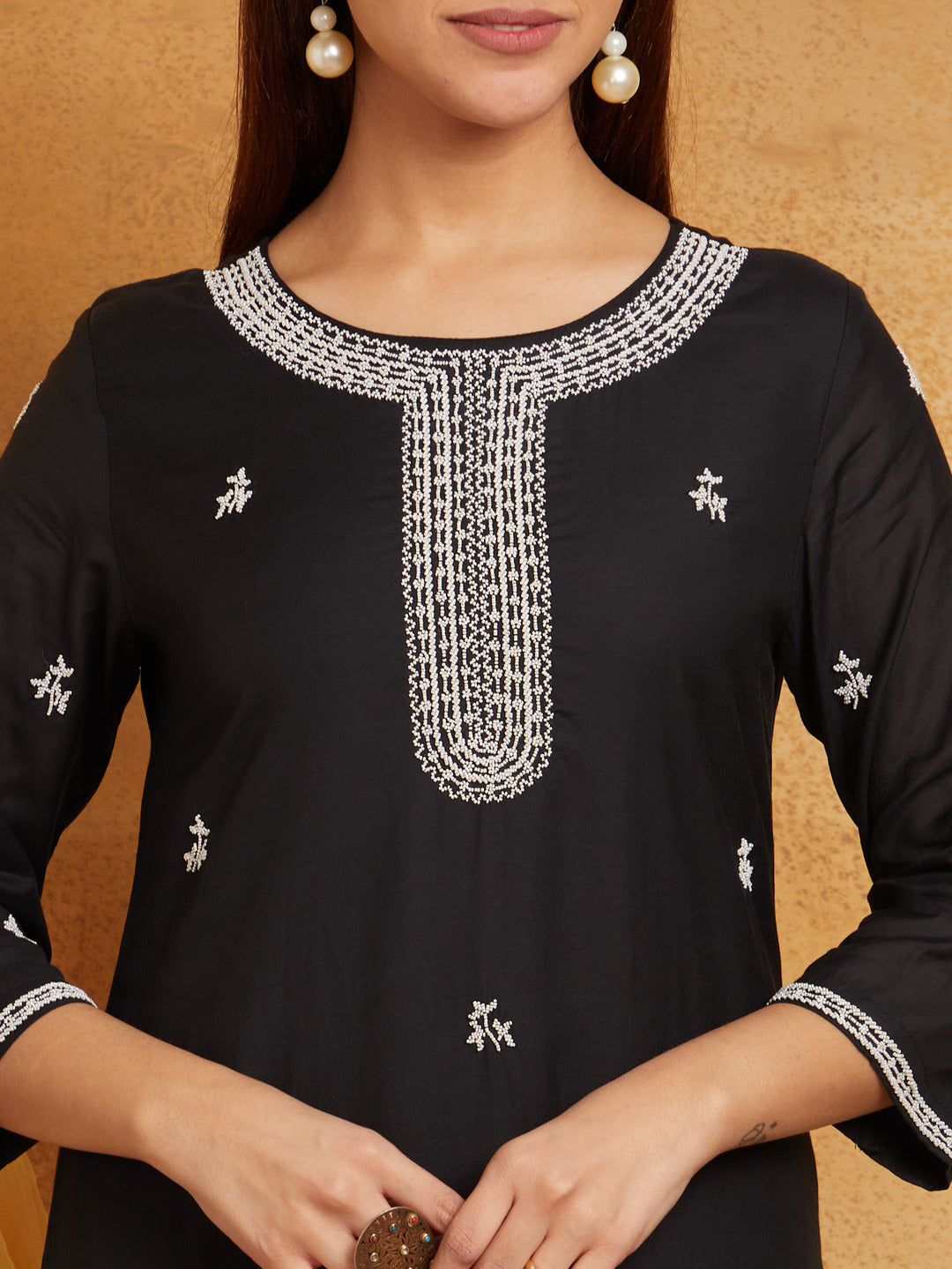 Black Embroidered Kurta Set