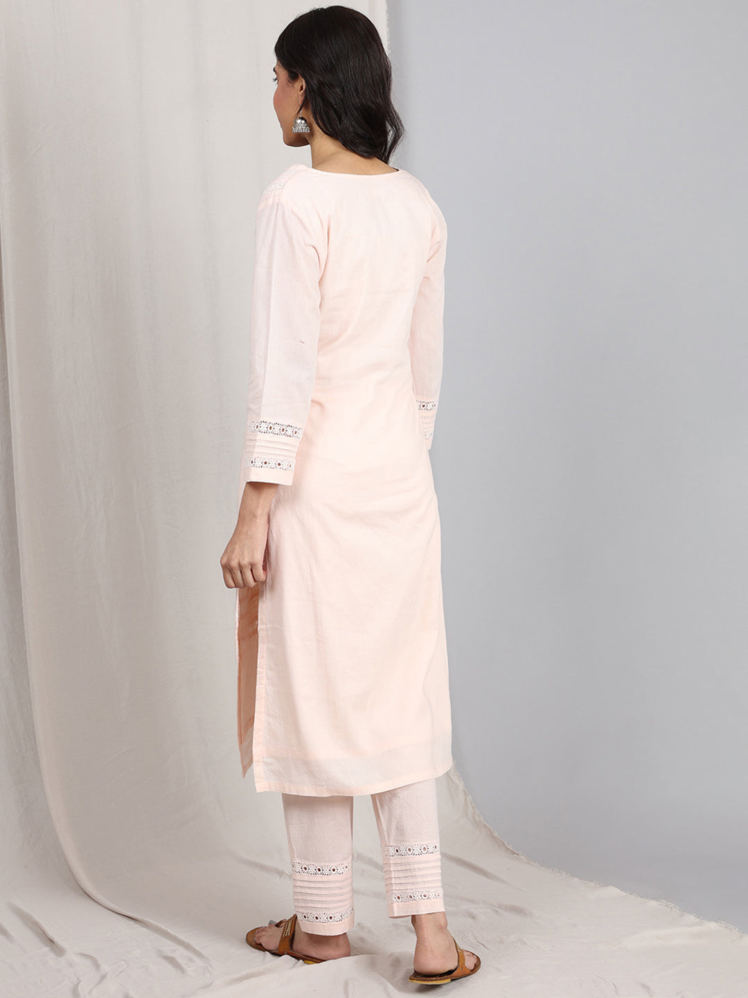 PINK COTTON DOBBY PANTS