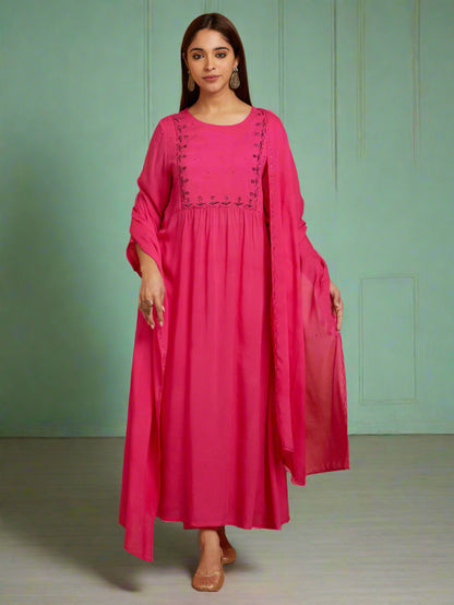 Pink Anarkali Kurta Set