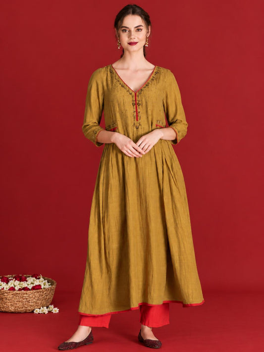 mustard-yellow-embellished-cotton-silk-anarkali-kurta-with-cambric-cotton-pants-dupatta