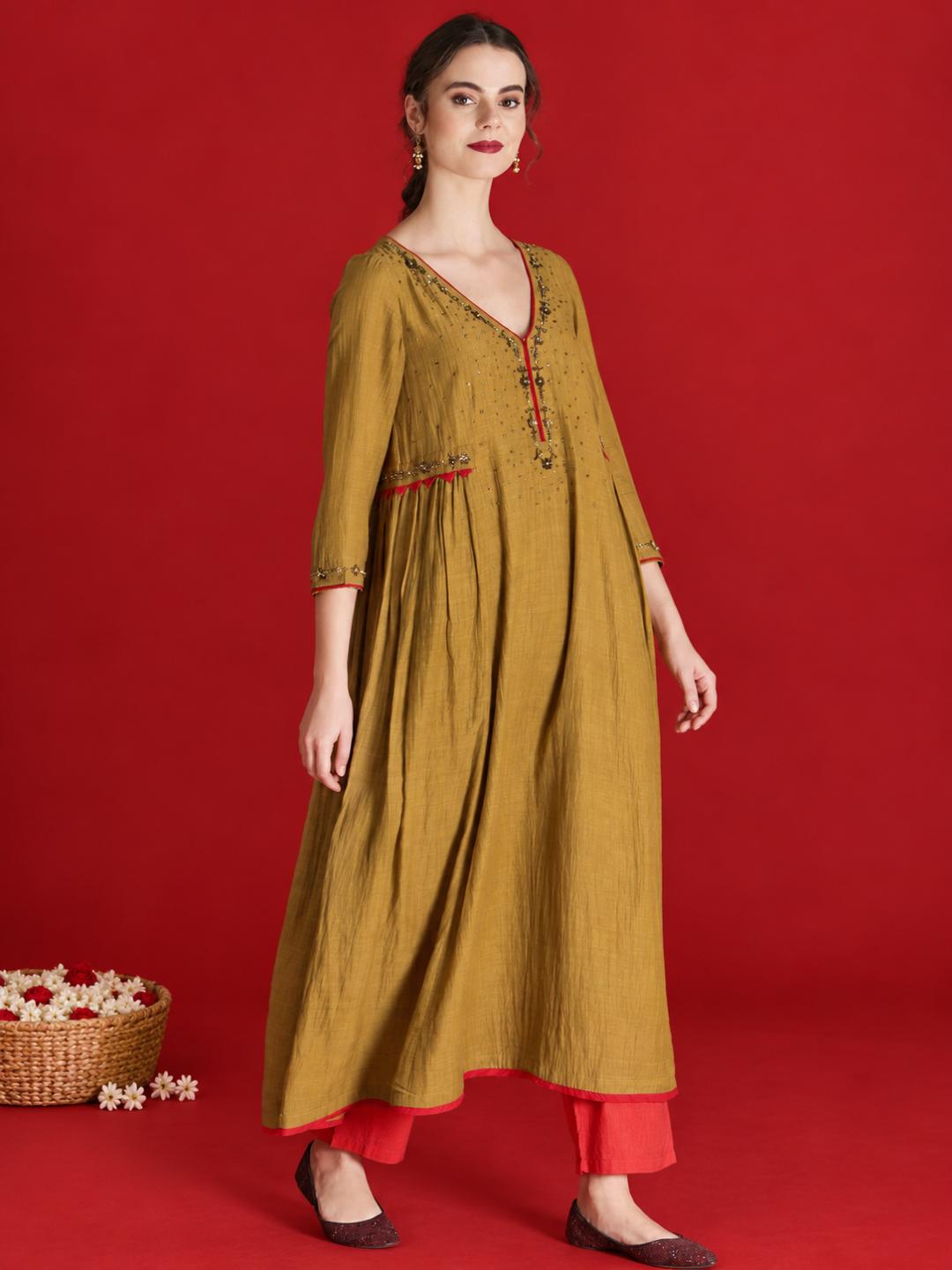 mustard-yellow-embellished-cotton-silk-anarkali-kurta-with-cambric-cotton-pants-dupatta