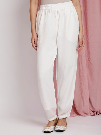 IVORY PANTS WITH PIPPING DETAIL