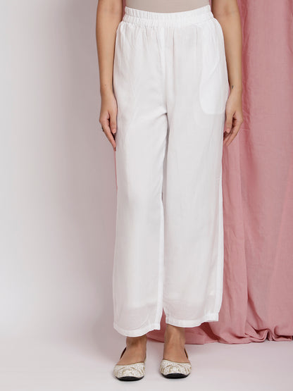 IVORY  COTTON SILK PANTS