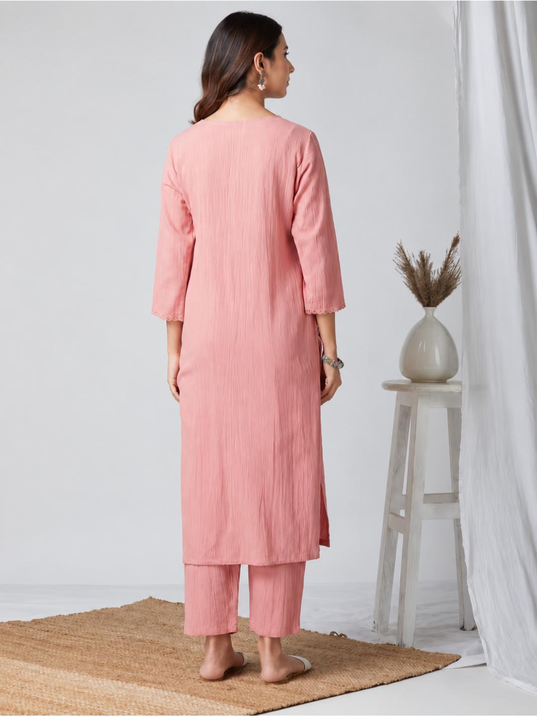 rose-pink-cutwork-embroidered-cotton-kurta-with-pants-set-of-2