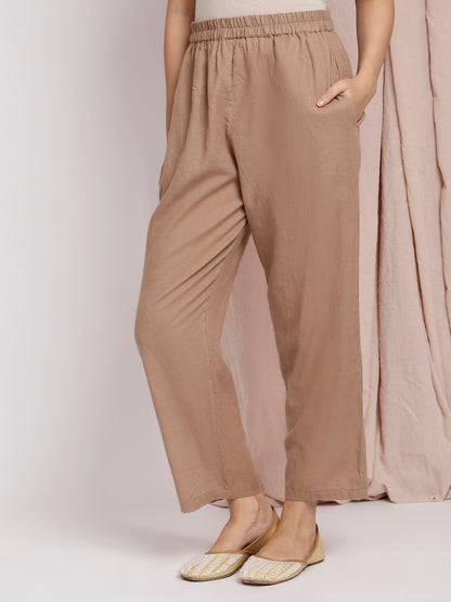 BROWN COTTON PANTS