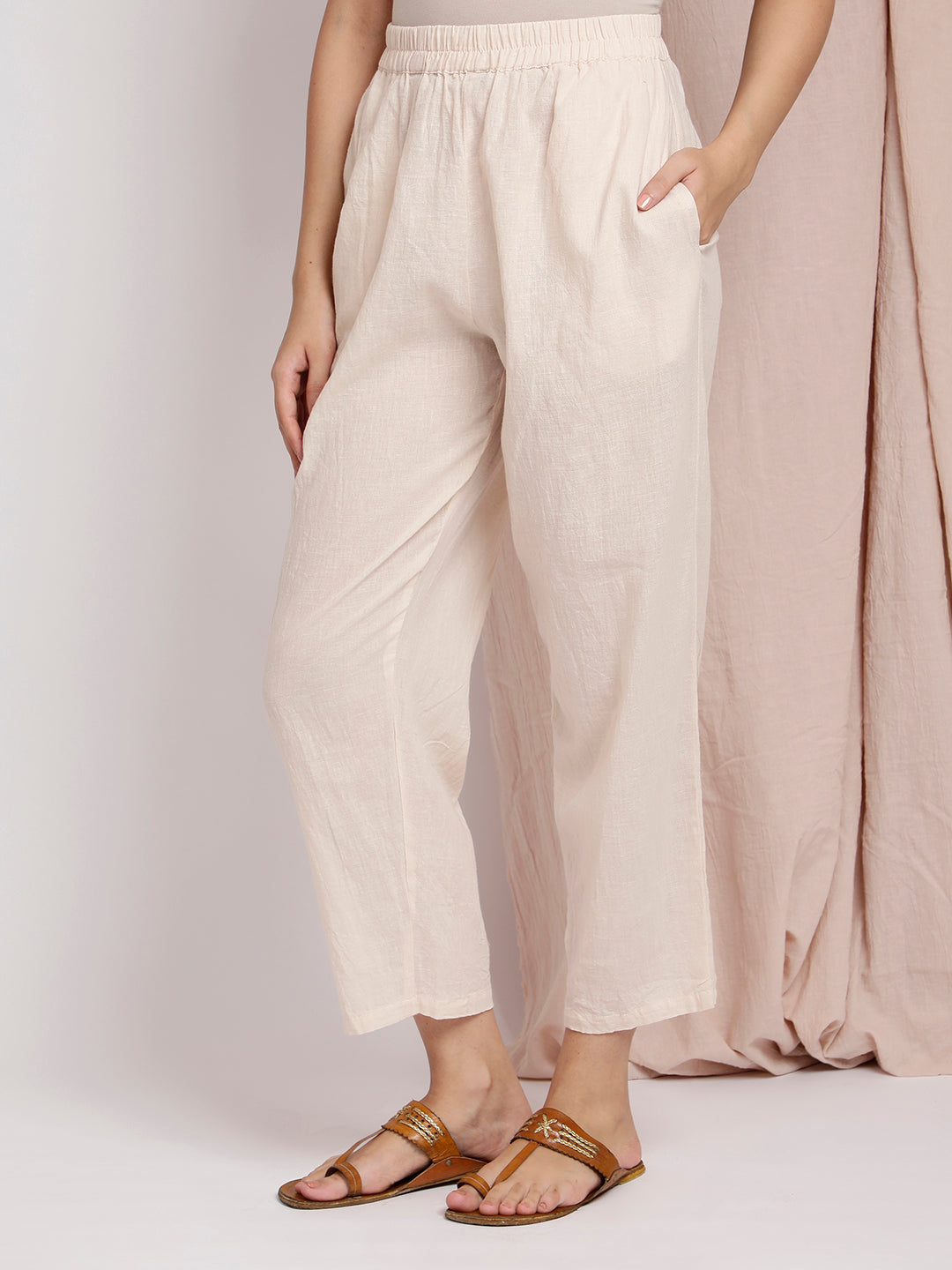 CREAM COTTON PANTS