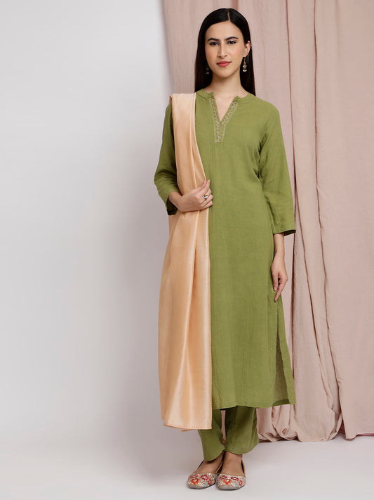GOLDEN EMBORIDERED CHANDERI DUPATTA