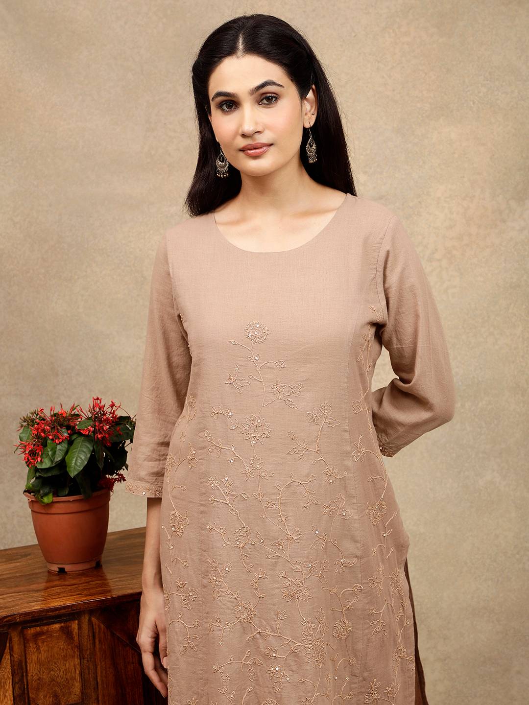 BROWN ALL OVER DORI EMBROIDERED WITH SEQUIN KURTA