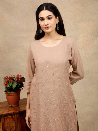 BROWN ALL OVER DORI EMBROIDERED WITH SEQUIN KURTA
