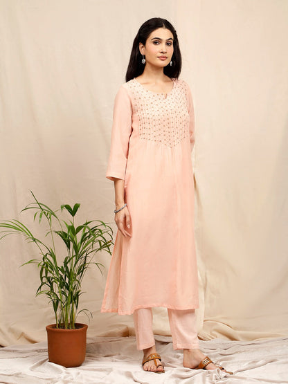 PASTEL PINK COTTON SILK  PANTS