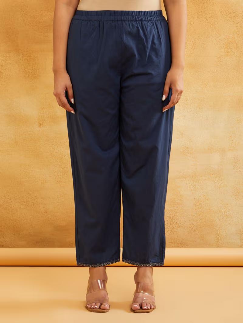 Blue Zari Embroidered Kurta Pants with Dupatta- Set of 3