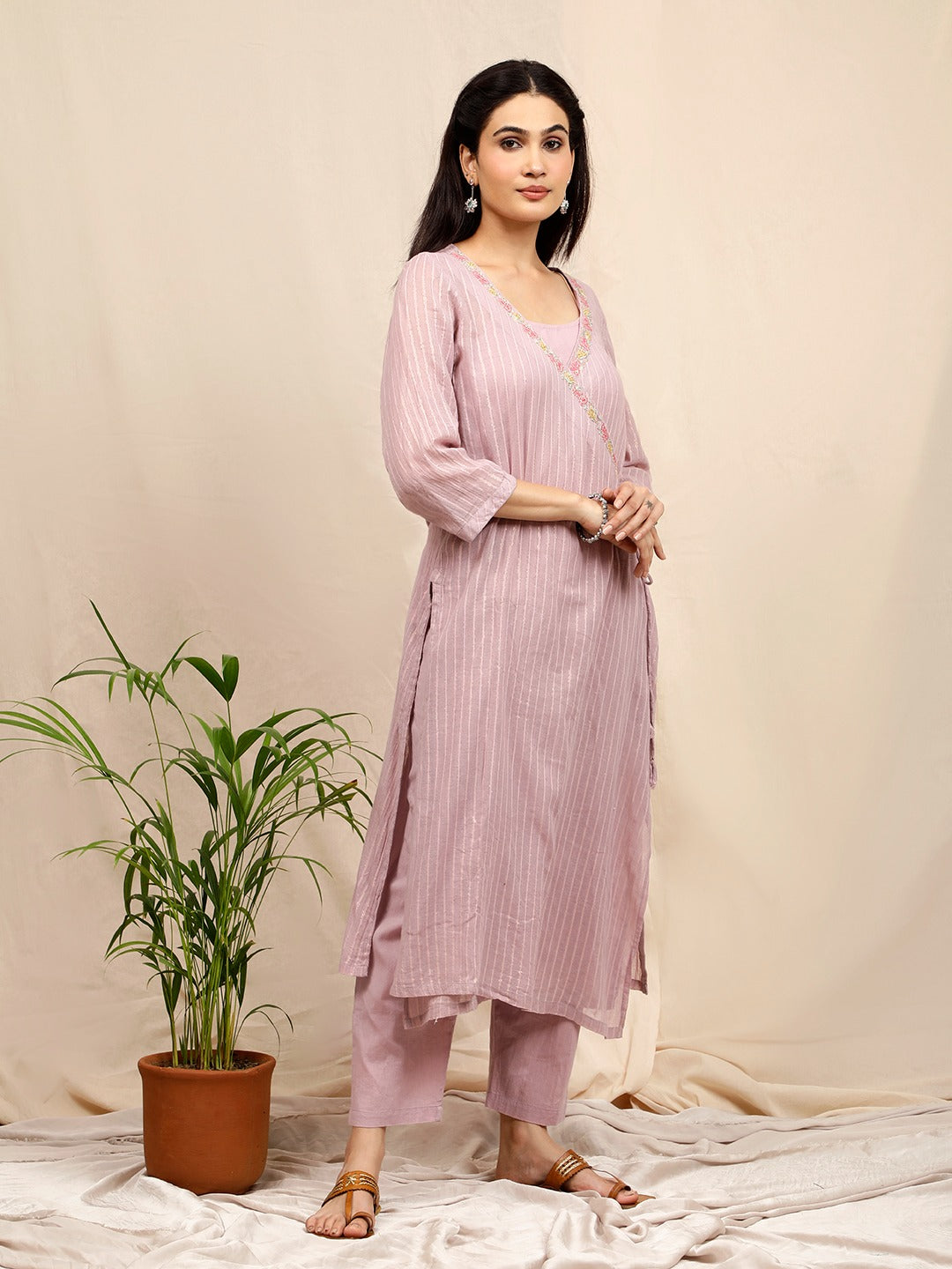 LIGHT PURPLE COTTON PANTS