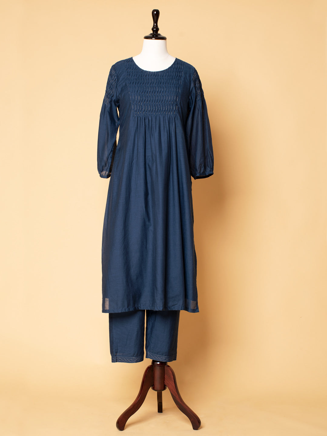 NAVY BLUE COTTON SILK PANTS