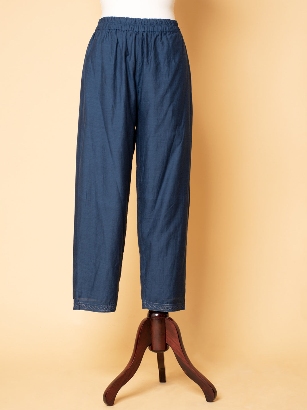 NAVY BLUE COTTON SILK PANTS