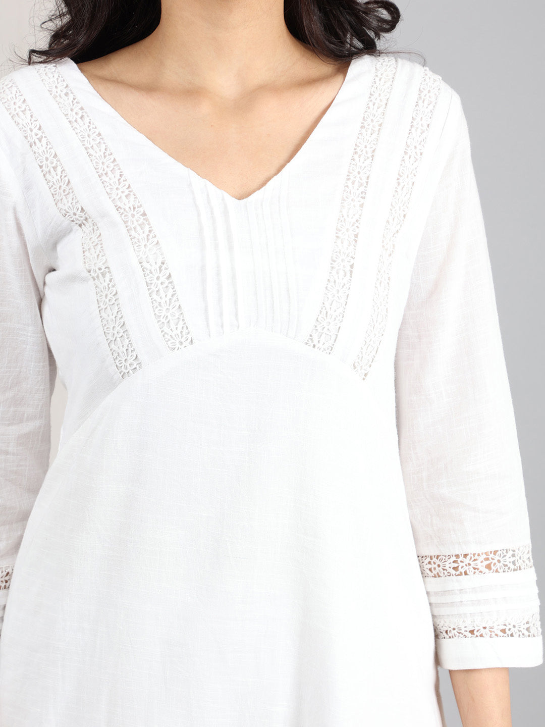 IVORY COTTON SLUB PLEATED KURTA WITH PANTS