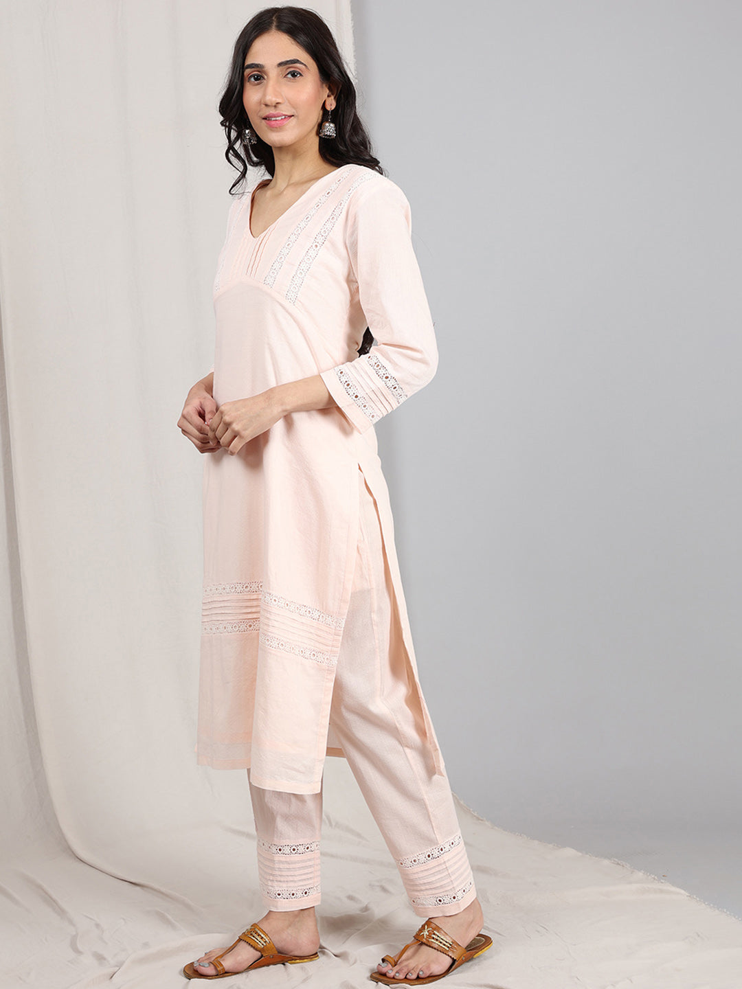 PINK COTTON DOBBY PANTS