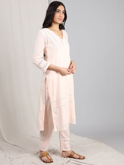 PINK COTTON DOBBY PANTS