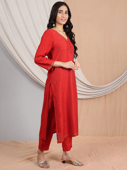 RED CHANDERI PANTS