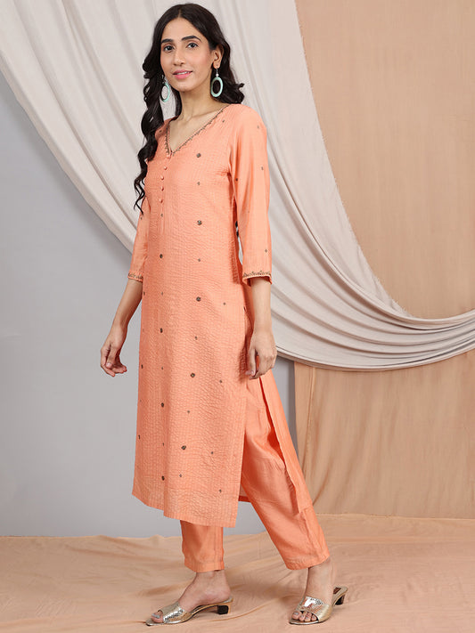 PEACH CHANDERI PANTS