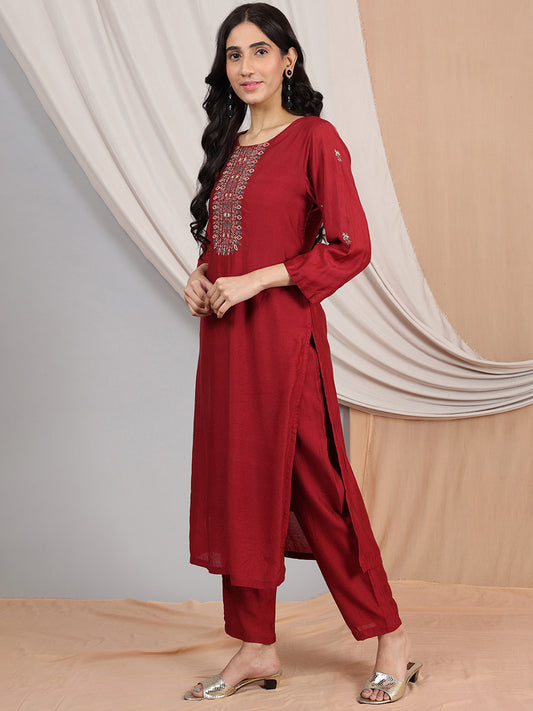 MAROON CHANDERI PANTS