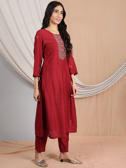 MAROON CHANDERI PANTS