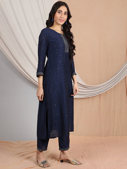 NAVY BLUE CHANDERI PANTS