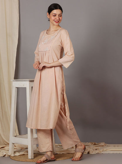 BEIGE EMBROIDERED KURTI