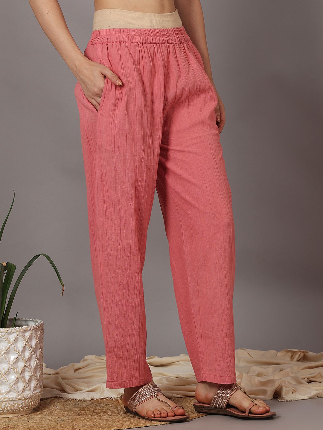 ROSE PINK  EMBROIDERED COTTON PANT