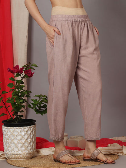 DUSTY PINK VISCOSE LINEN  PANTS